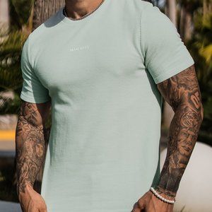Green MAUVAIS Sage Waffle Jersey Tee, Brand New With Tag, Men Shirts, Size: XS